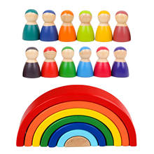 Bloques de construcción multicolor apilador Mini muñeca bebé Desarrollo Educativo Montessori juguete artesanal 2024 - compra barato