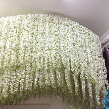 Недорогая гирлянда из цветов, 1 м, вициния, лоза, шелковая гортензия из ротанга, украшение «сделай сам» для свадебной вечеринки, искусственные цветы на стену 2024 - купить недорого