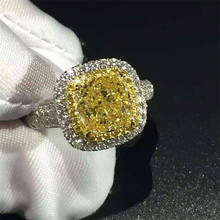 Уникальное роскошное ювелирное изделие Choucong из стерлингового серебра 925 пробы с желтым топазом и фианитом, Женское Обручальное кольцо, свадебное кольцо, подарок 2024 - купить недорого