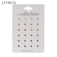 12 Pairs Rainbow Cubic Zircon Stud Earrings Set Birthstone Crystal Kids Children Earring Jewelry Women Ear Jewelry Gift 2024 - buy cheap