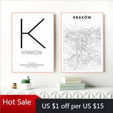 Krakow Cracow City Street Map Modern Canvas Painting Prints For Poland Wall Art Decor Pictures For Posters Aesthetic Room Decor 2024 - buy cheap