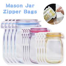 Hot Sale 10Pcs Mason Jar Zipper Bags Reusable Snack Saver Bag Leakproof Food Sandwich Storage Bags for Travel Kids 2024 - buy cheap
