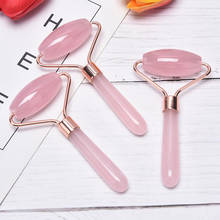 Rodillo de cristal rosa para masaje Facial, piedra de Jade Natural, Cuarzo Rosa, herramienta de belleza para la piel 2024 - compra barato