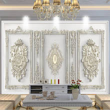 Papel de parede foto personalizada 3d alto relevo, flor esculpida em estilo europeu, luxo, sala de estar, tv, sofá, quarto, decoração 2024 - compre barato