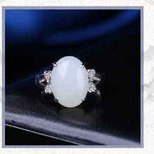 Natural Xinjiang Hetian Jade Ring Genuine 925 Silver Inlaid Jade Ring Female Model 2024 - buy cheap