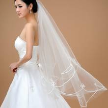 Nova chegada véu de casamento nupcial simples e elegante casamento marfim véu de tule de noiva véus 2024 - compre barato