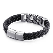 Fashion vintage stainless steel men's woven bracelet titanium steel totem leather bracelet 2024 - buy cheap