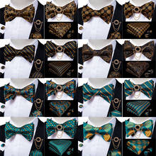 Lenço e abotoaduras para homens, gravata borboleta, lenço e abotoaduras, conjunto de moda masculina para casamento 2024 - compre barato