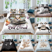 Cute Cat Kitty Kitten Bedding Set 3D Printed Duvet Cover Bedclothes 2/3pcs Home Textile Luxury High Quality Bedspread Queen King 2024 - buy cheap