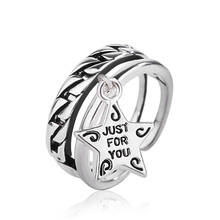 Punk hip hop pentagrama estrela anel vintage em camadas aberto anéis para homens moda jóias presente de festa 2024 - compre barato