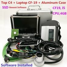 Mb star c4-ordenador portátil con software instalado, diagnóstico Star C4 CF-19 i5 CPU 4GB SSD multi-idioma C4 con funda de aluminio 2024 - compra barato
