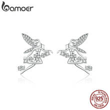 bamoer Stud Earrings for Women Authentic 925 Sterling Silver Elf Fairy Flower Ear Pins New Fashion 2020 Bijoux BSE341 2024 - compre barato
