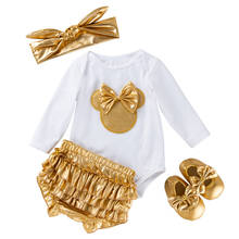 Pelele de algodón blanco con volantes dorados para niñas, tutú, falda, zapatos, diadema, 2021 2024 - compra barato