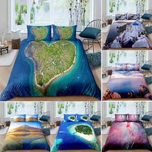 Conjunto de cama de paisagem da montanha e mar, edredon com fronha, king e queen 2024 - compre barato