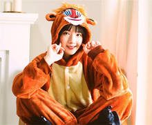 Baboon Kigurumi Onesies For Women Men Pajamas Winter Animal Monkey Pyjamas Adult Onesies Cosplay Flannel Sleepwear Costumes 2024 - buy cheap