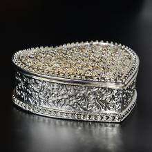 Crystal Jeweled Heart Shape Trinket Box Metal Jewelry Box Valentine's Day/Birthday Gift 2024 - buy cheap