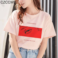Czccwd-nova camiseta feminina, camiseta para mulheres, casual, estampa abstrata, estética, manga curta, verão 2024 - compre barato