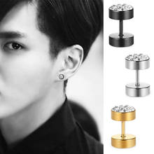 1 Pair Round Stainless Steel Earrings Czech Crystals Piercing Stud Earrings for Men Boys Punk Ear Plug Pierced Earring Jewelry 2024 - buy cheap