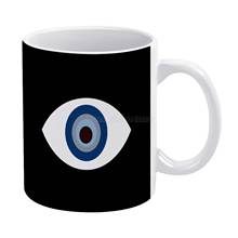 Taza blanca de té de cerámica blanca, regalo de cumpleaños, tazas de leche, ojo griego, mal de ojo, Hamsa, azul, Hipster, Spirit Sy 2024 - compra barato