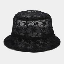 Chapéu de pesca de renda elegante feminino chapéu de viagem de rua chapéu de balde e bonés feminino verão ao ar livre chapéus 2024 - compre barato
