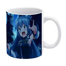 Aqua konobasa-taza de café blanca de Anime para el hogar, tazas de té con leche de cerámica de 330ml, regalo de viaje para amigos, Anime KonoSuba Manga 2024 - compra barato