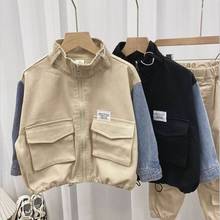 2021 New Boys Jackets Baby Coats Denim Splicing Long Sleeve Casual Kids Jackets for Boys Kids Clothes E2115 2024 - buy cheap