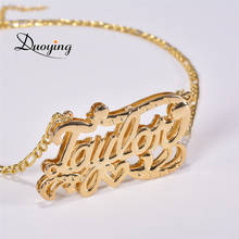 DUOYING Custom Double Gold plated Nameplate 3D Necklace Personalized Layered Choker 2020 New Style For Women Necklace Jewelry 2024 - buy cheap
