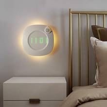 Светодиодный настенный светильник с пассивным ИК датчиком движения, магнитный комнатный ночник с часами для ванной, спальни, коридора, гардероба, настенный светильник 2024 - купить недорого