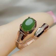 Natural jade verde anel de pedra preciosa real 925 prata esterlina moda fina festa jóias para as mulheres fs jewelry】 2024 - compre barato