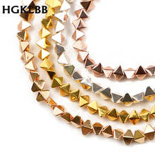 HGKLBB-Cuentas espaciadoras sueltas de hematita para fabricación de joyas, rombos de piedra Natural de 6x5mm, plata dorada, accesorios para pulseras Diy 2024 - compra barato