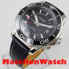 2019 New 41mm Bliger GMT Automatic watch men Luxury mechanical waterproof Black dial leather strap ceramic luminous 973 2024 - buy cheap