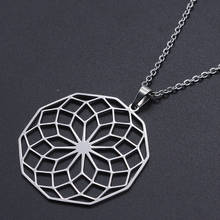 Geometric Stainless Steel Lotus Necklace for Women Accept OEM Order Wholesale Dropshipping Fashion Jewelry Necklaces 2024 - buy cheap