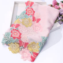 New product light pink cashmere cashmere scarf shawl, hand-cut embroidery lace stitching 2024 - buy cheap
