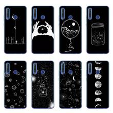 Черный с белой луной Звезды Космос астронавт Мягкий силиконовый чехол для телефона Huawei Honor 9 10 20 Lite 10i 8X 8C 9X Pro Чехол Coque 2024 - купить недорого