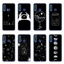 Funda de silicona suave para teléfono Huawei, carcasa negra con Luna blanca, estrellas, astronauta espacial, para Honor 9, 10, 20 Lite, 10i, 8X, 8C, 9X Pro 2024 - compra barato