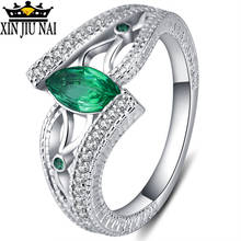 3 Colors Ladies 925 anillos Silver Finger Ring Aquamarine stone engagement ring For women Stones Blue/Red/Green zircon jewelry 2024 - buy cheap