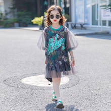 Summer Girls Dress Flower Princess Dresses Kids Fashion Streetwear Children Vestidos Sequin Dress for Girls 4 6 8 9 10 12 Years 2024 - buy cheap