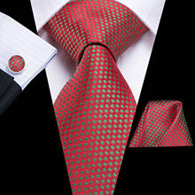 Gravatas de natal alta-gravata para homens 100% seda, lenços e abotoaduras, conjunto de presentes para homens, floral, jacquard, gravatas masculinas, festa, gravata grande de pescoço 2024 - compre barato