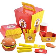 Conjunto de batatas fritas de madeira, conjunto de mdeol de comida rápida para crianças, brinquedo de fantasia, hambúrguer de plástico para montagem de vegetais 2024 - compre barato