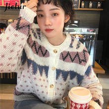 Jielur-cárdigan holgado para mujer, suéter elegante de punto con botones, color blanco, para Navidad, otoño e invierno, 2021 2024 - compra barato