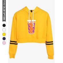 Charli D'Amelio Yellow Crop Top Hoodie Harajuku Cropped Sweatshirt Streetwear Hip Hop Long Sleeves Pullover Tops Sudaderas Mujer 2024 - buy cheap