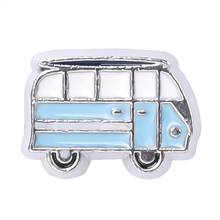 F172 небольшой синий автобус плавающий медальон Подвески для гостиной память стекло плавающие медальон 6*8 мм 2024 - купить недорого