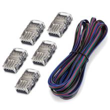 5m RGB LED Strip Connector Wire 5pcs 4 Pin 10mm 5050 LED Tape Light Connector For IP20 Waterproof IP65 Strip To Wire Use 2024 - buy cheap