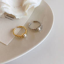 Anel feminino simples com pérolas, anel dourado e prateado com abertura de arame, joia para casamentos, presente de aniversário 2020 2024 - compre barato