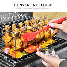 Stainless Steel Chicken Wing Leg Rack Grill Holder Rack with Drip Pan for BBQ Multi-Purpose Chicken Leg Oven Grill Rack 2024 - buy cheap