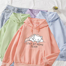 Cute Cat Print Long Sleeves O-Neck Hoodie Autumn Cotton Sweatshirt Women Kawaii Cartoon Animal Hoodies Pullover Female 2024 - buy cheap