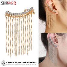 Lovely Long Tassels Clip Earrings for Women Accessories Right Ear Rhinestone EarCuff Earings Fashion Jewelry Gift 1piece Earring 2024 - buy cheap