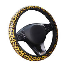 Cuero camuflaje estampado de leopardo sin anillo interior cubierta de rueda de dirección de coche para 37 - 38 CM 14,5 "-15" anillo interior antideslizante tamaño M 2024 - compra barato