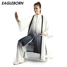 Conjunto feminino e masculino de kung fu, fantasia tang chinesa, uniforme hanfu, três peças, cor degradê, roupas para homens e mulheres 2024 - compre barato