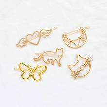 Cat Hairpins Fashion Korea Hollow Star/Moon/Butterfly Metal Accessories Gold Color Hair Clip Barrette For Women Girl Hairpin 2024 - buy cheap